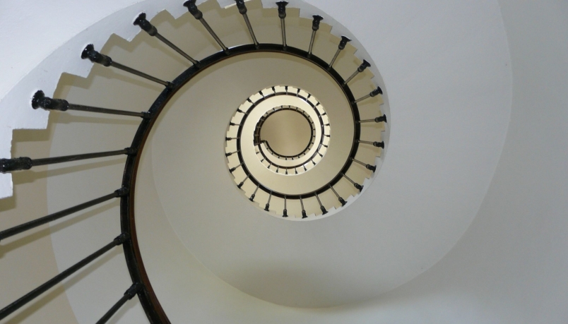 A spiral staircase can be seen.