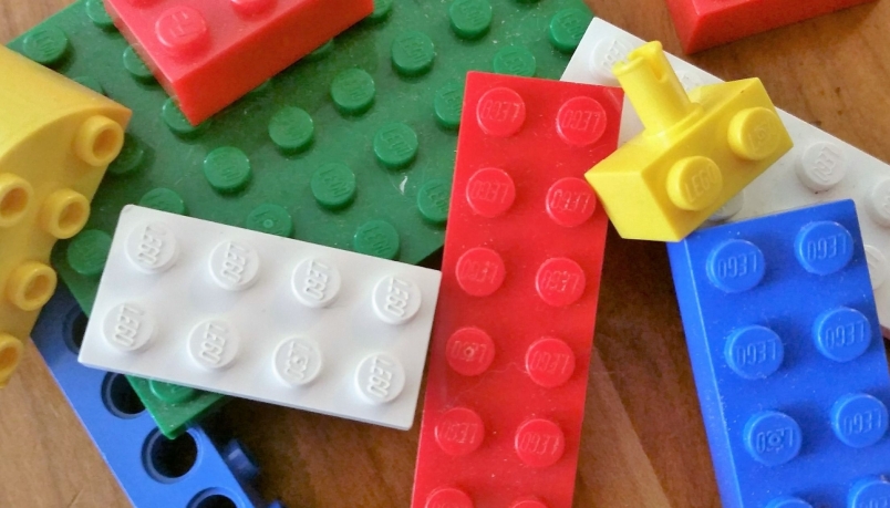 Several lego pieces can be seen. 