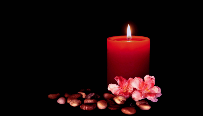 An image displaying a candle and a flower