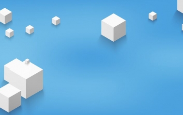 blog banner with a blue background and several white cubes