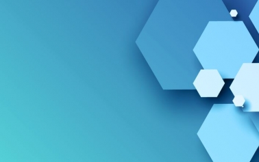 blog banner with blue background and hexagon shapes