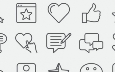 a grey blog banner with different icons 