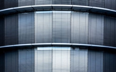 Close-up shot of a glass building