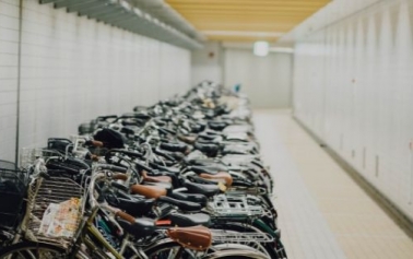 image showing a bicycle stand inside a large hall