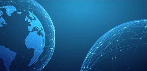 blue blog banner with globe on left side