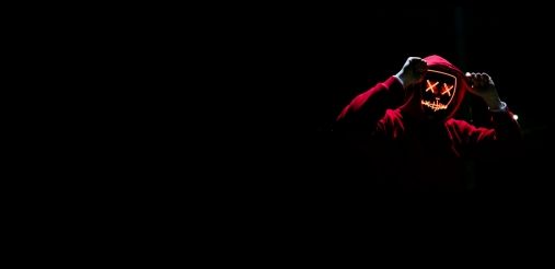 black blog image red figure holding head