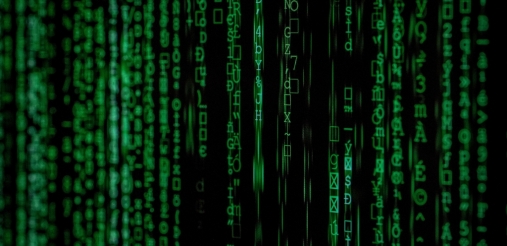 black blog banner with green line of codes vertically