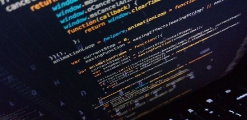 illustration image showing a black screen with text code written in multiple colours