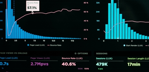 black background and multi coloured graphical representations