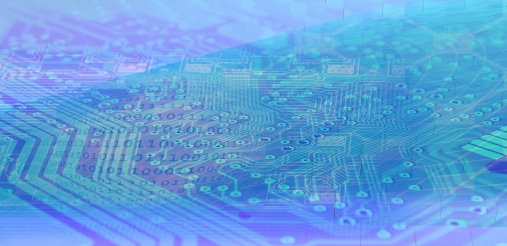 blue patterns on a microchip