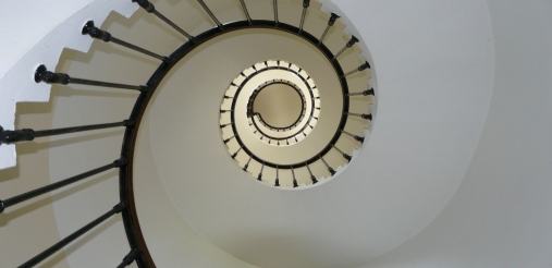 A spiral staircase can be seen.