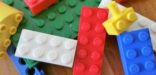 Several lego pieces can be seen.