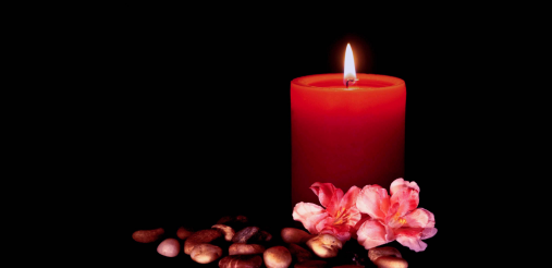 An image displaying a candle and a flower