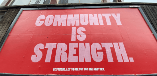 An image displaying a big banner with some texts