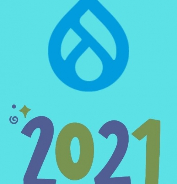 drop icon on top and 2021 written below