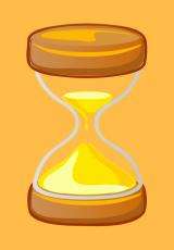 An hourglass in a yellow background