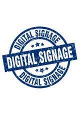 blog image with a blue stamp of digital signage